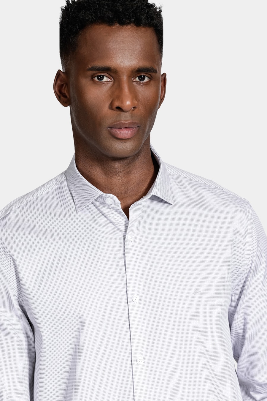 Camisa Manga Longa Regular Tricoline Algodão Textura Cinza — foto 3 de 6