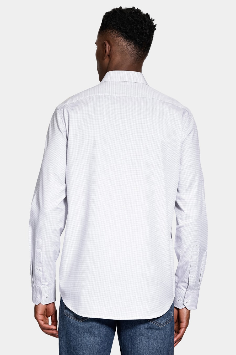 Camisa Manga Longa Regular Tricoline Algodão Textura Cinza — foto 4 de 6