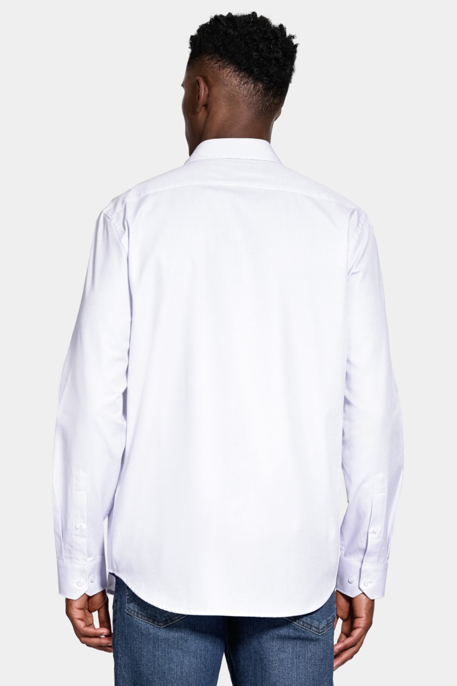 Camisa Manga Longa Regular Tricoline Algodão Textura Lilas — foto 4 de 6