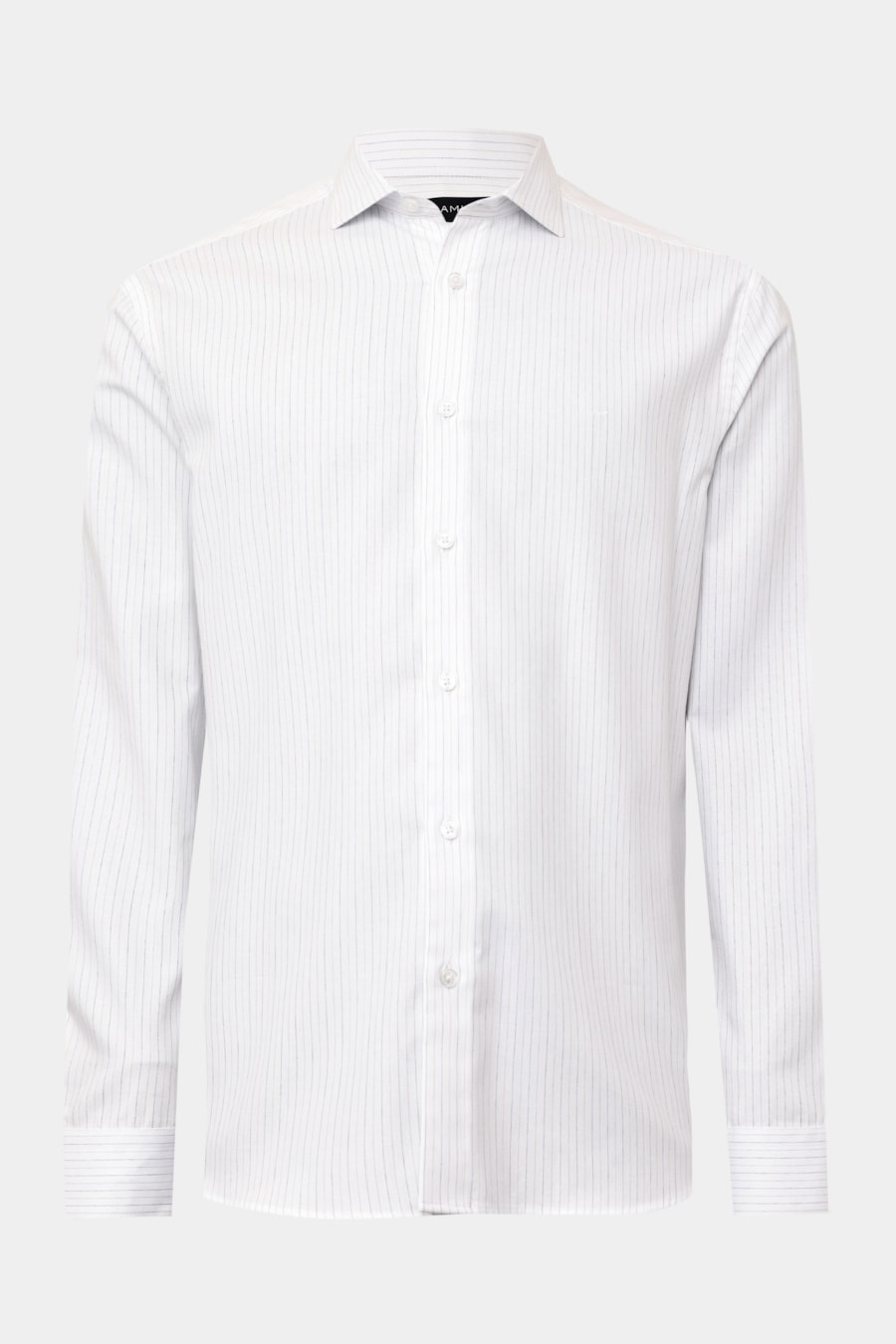 Camisa Manga Longa Regular Tricoline Listrado Branco C/Areia — foto 5 de 6