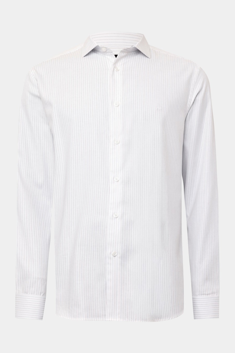 Camisa Manga Longa Regular Tricoline Listrado Branco C/Vermelho — foto 5 de 6