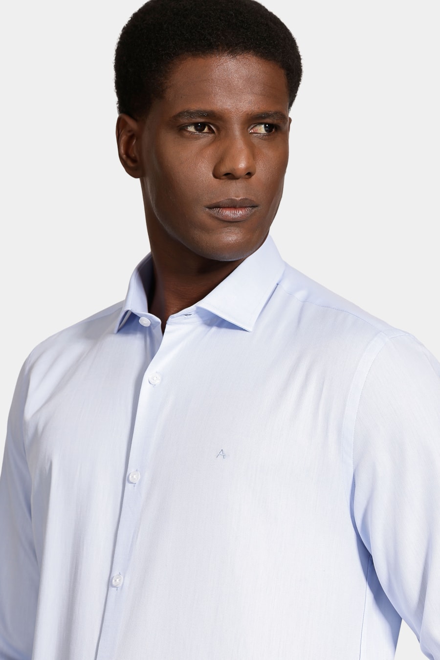 Camisa Manga Longa Regular Tricoline Maquineta Azul Claro — foto 3 de 6