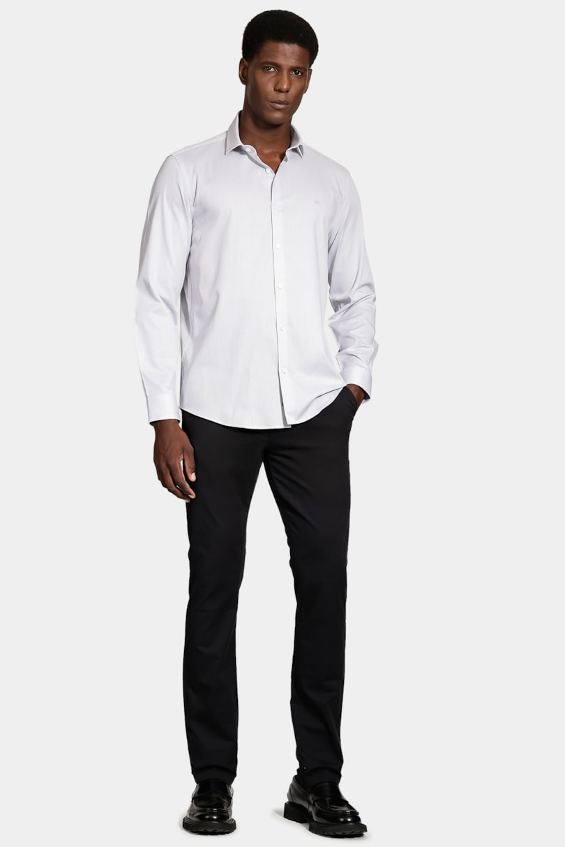 Camisa Manga Longa Regular Tricoline Maquineta Cinza