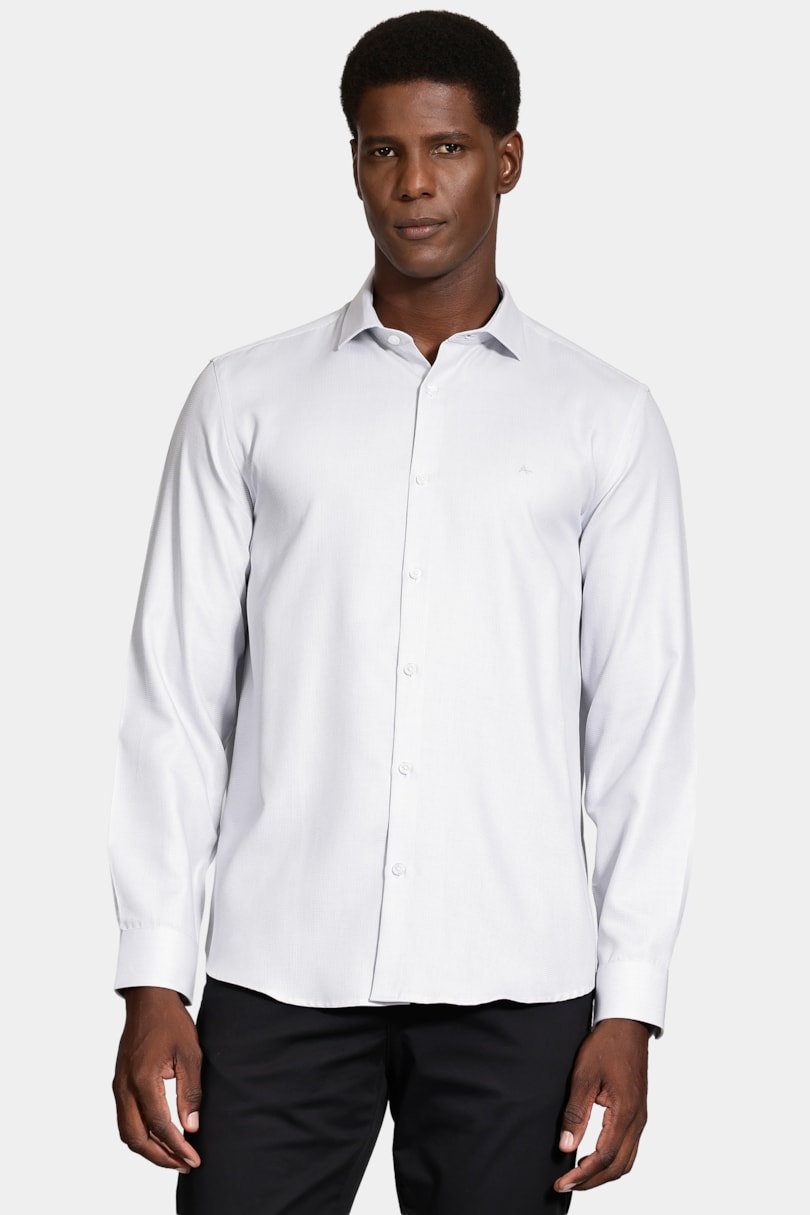 Camisa Manga Longa Regular Tricoline Maquineta Mix Cinza