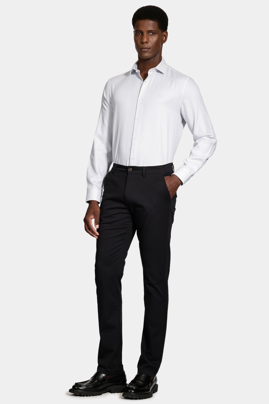 Camisa Manga Longa Regular Tricoline Maquineta Mix Cinza — foto 2 de 6