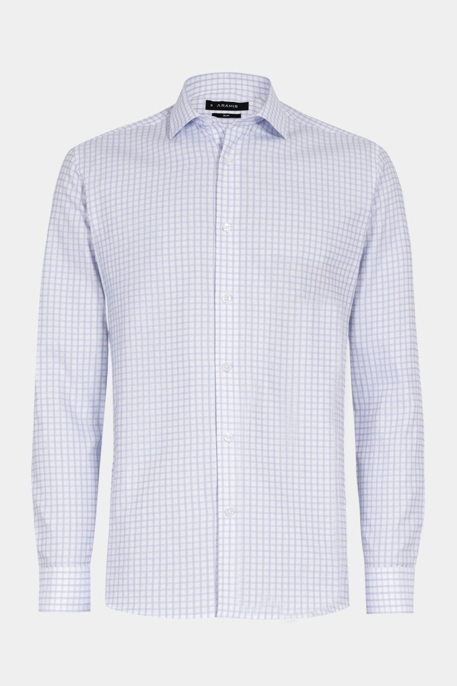 Camisa Manga Longa Regular Tricoline Maquineta Xadrez Branco C/Azul — foto 5 de 6