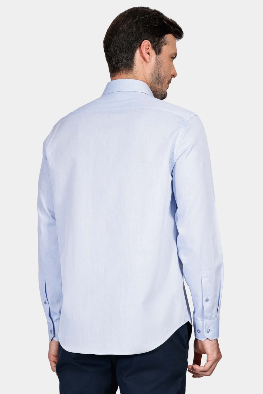 Camisa Manga Longa Regular Tricoline Maquinetada Fio 40 Azul — foto 4 de 6