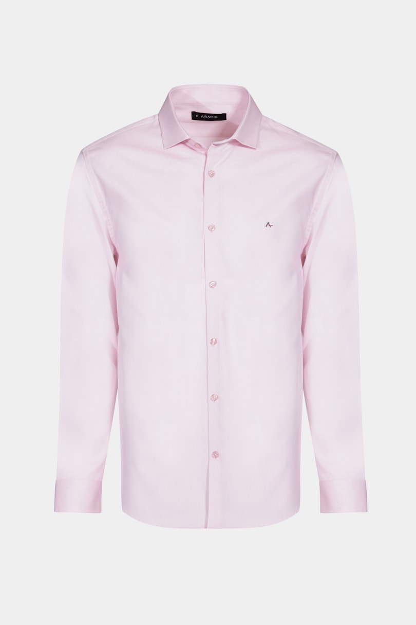 Camisa Manga Longa Regular Tricoline Maquinetada Fio 40 Rosa