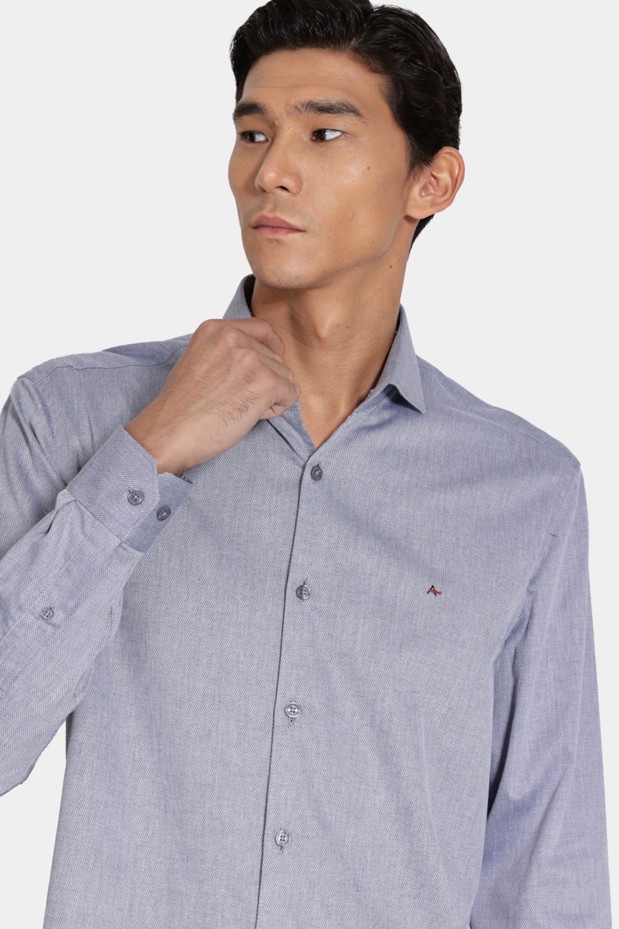 Camisa Manga Longa Regular Tricoline Maquinetado Fio 40 Marinho — foto 3 de 6