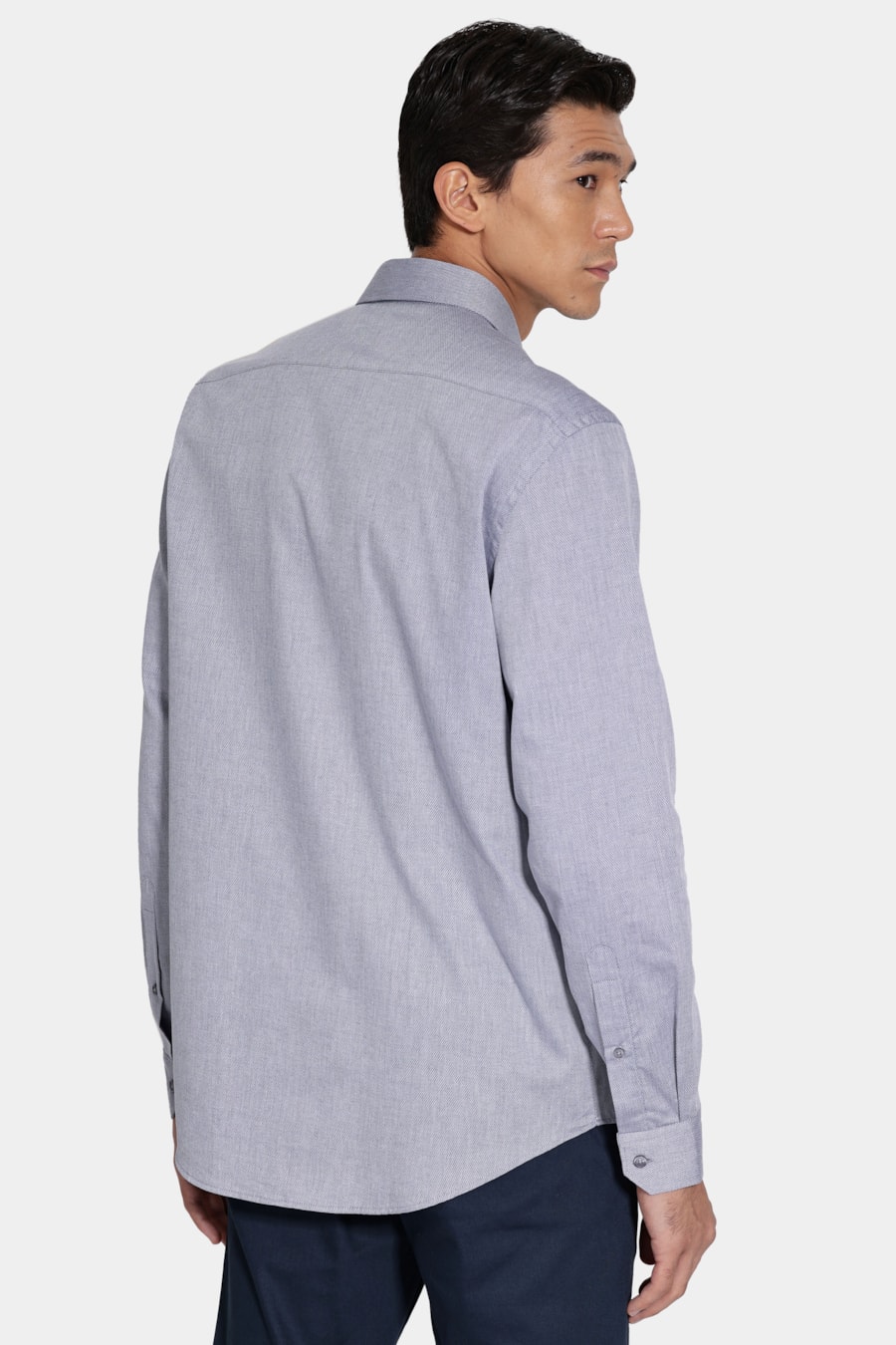 Camisa Manga Longa Regular Tricoline Maquinetado Fio 40 Marinho — foto 4 de 6