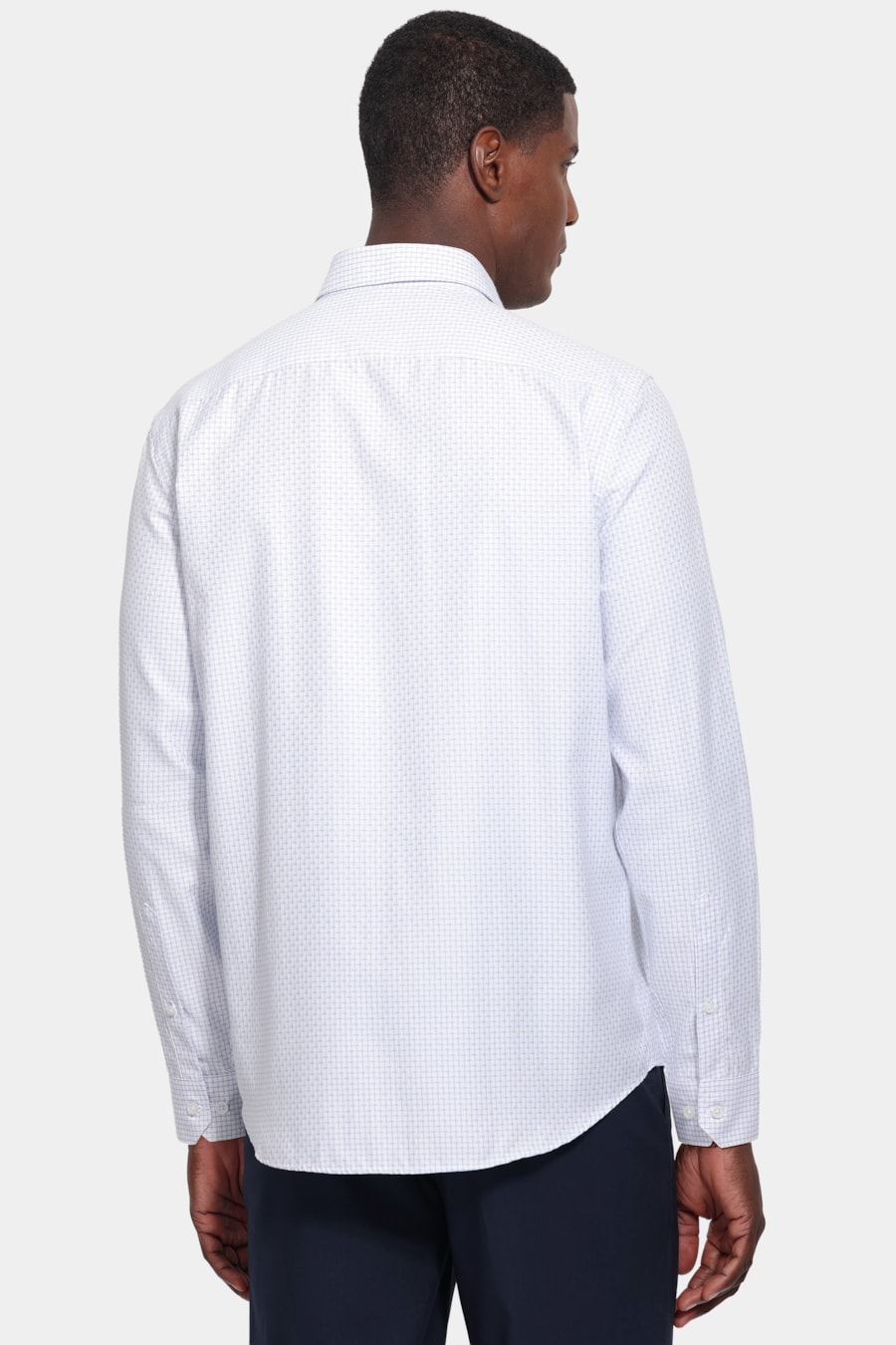 Camisa Manga Longa Regular Tricoline Maquinetado Mix Branco C/Azul — foto 4 de 6