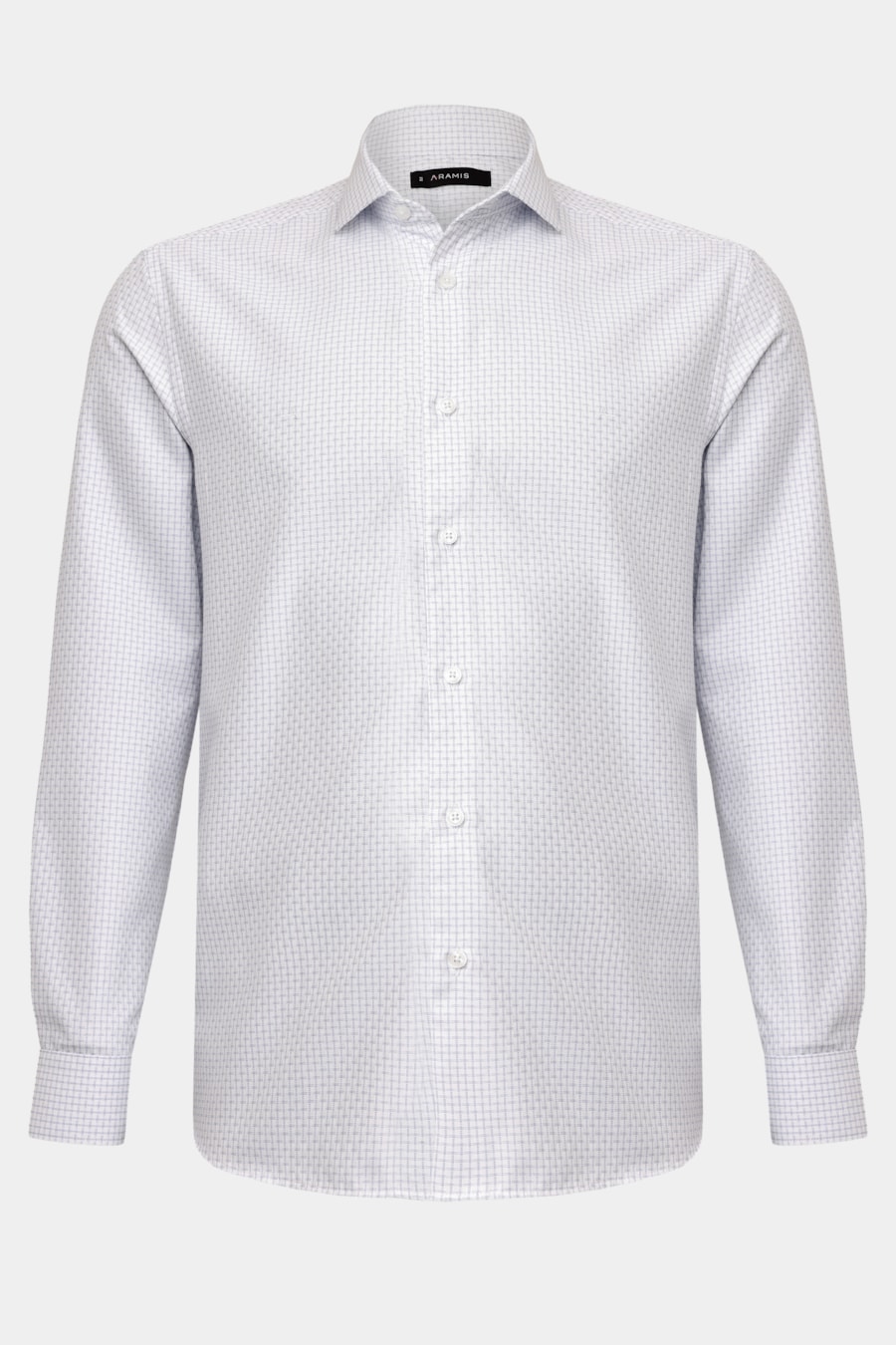 Camisa Manga Longa Regular Tricoline Maquinetado Mix Branco C/Azul — foto 5 de 6
