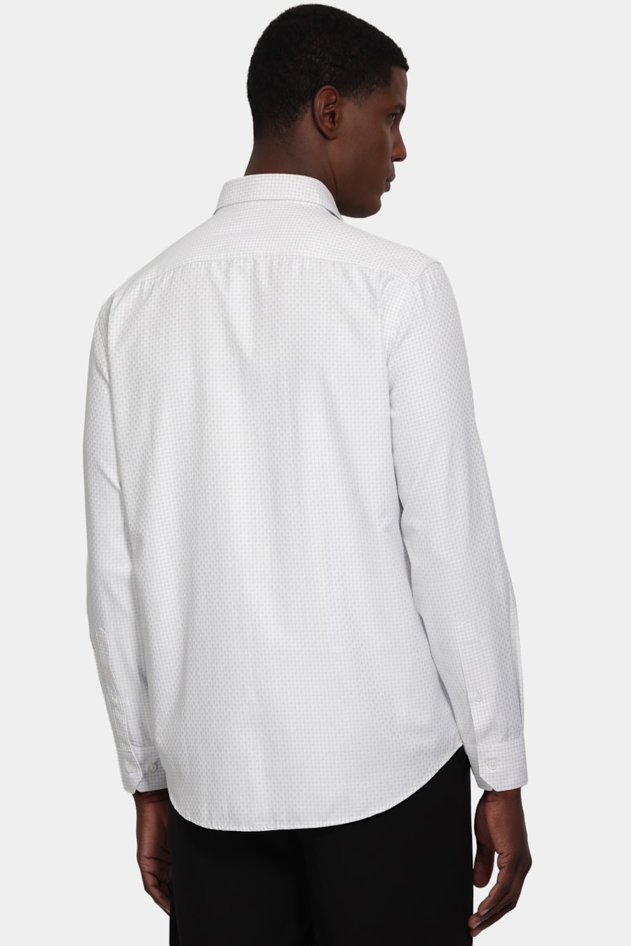 Camisa Manga Longa Regular Tricoline Maquinetado Mix Branco C/Cinza — foto 4 de 6