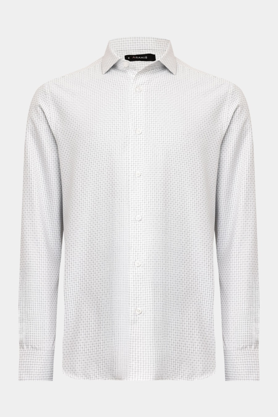 Camisa Manga Longa Regular Tricoline Maquinetado Mix Branco C/ Preto — foto 5 de 6