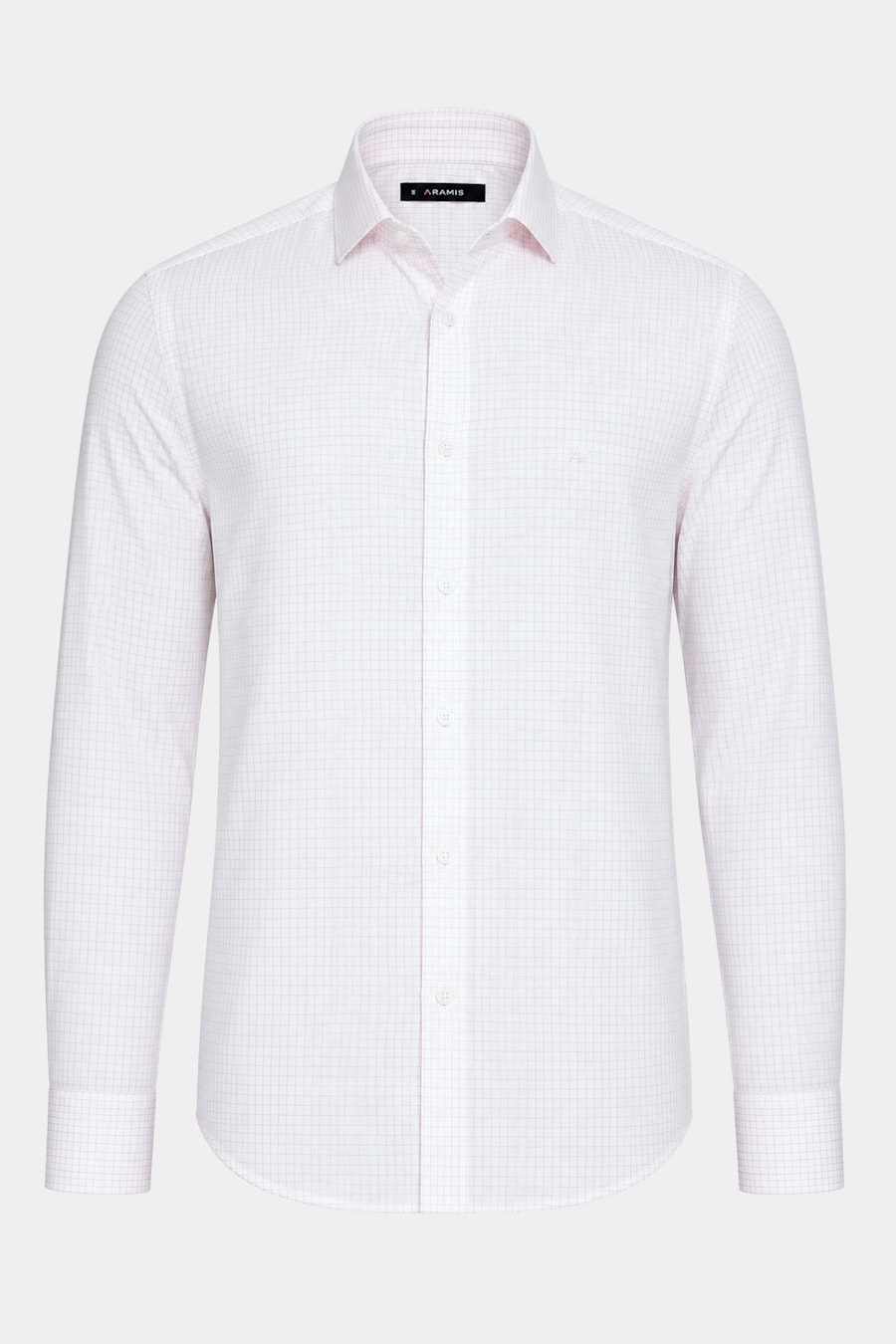 Camisa Manga Longa Regular Tricoline Micro Xadrez Branco C/Rosa — foto 5 de 6