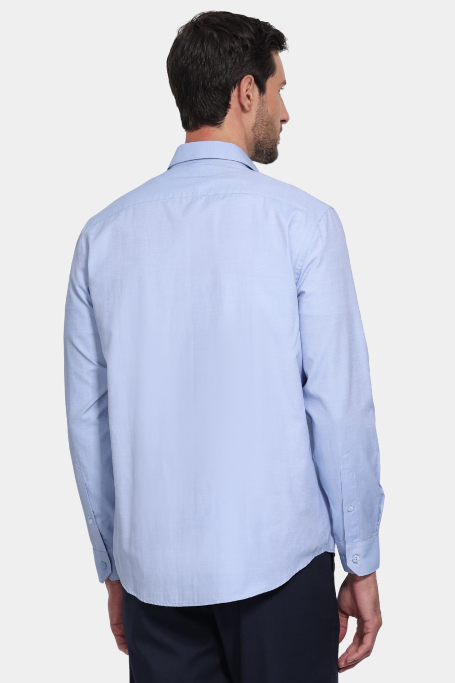 Camisa Manga Longa Regular Tricoline Mix Azul — foto 4 de 6