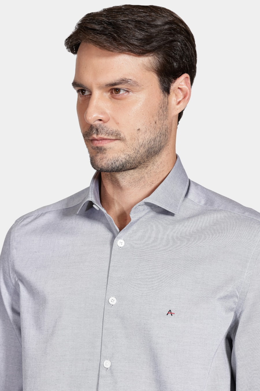 Camisa Manga Longa Regular Tricoline Pinpoint Preto — foto 3 de 6