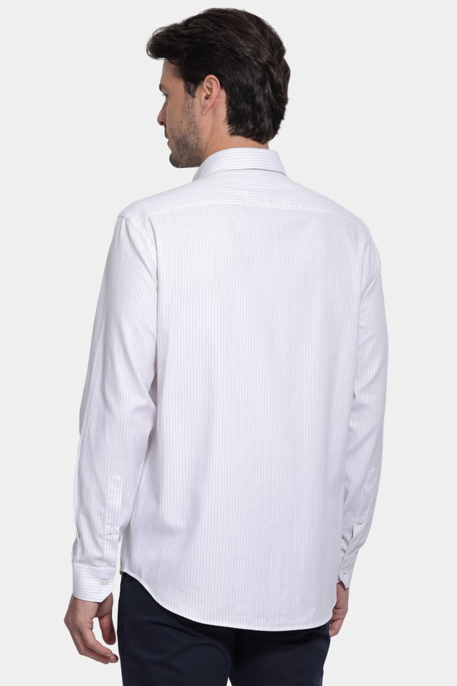 Camisa Manga Longa Regular Tricoline Xadrez Branco C/Vermelho — foto 4 de 6
