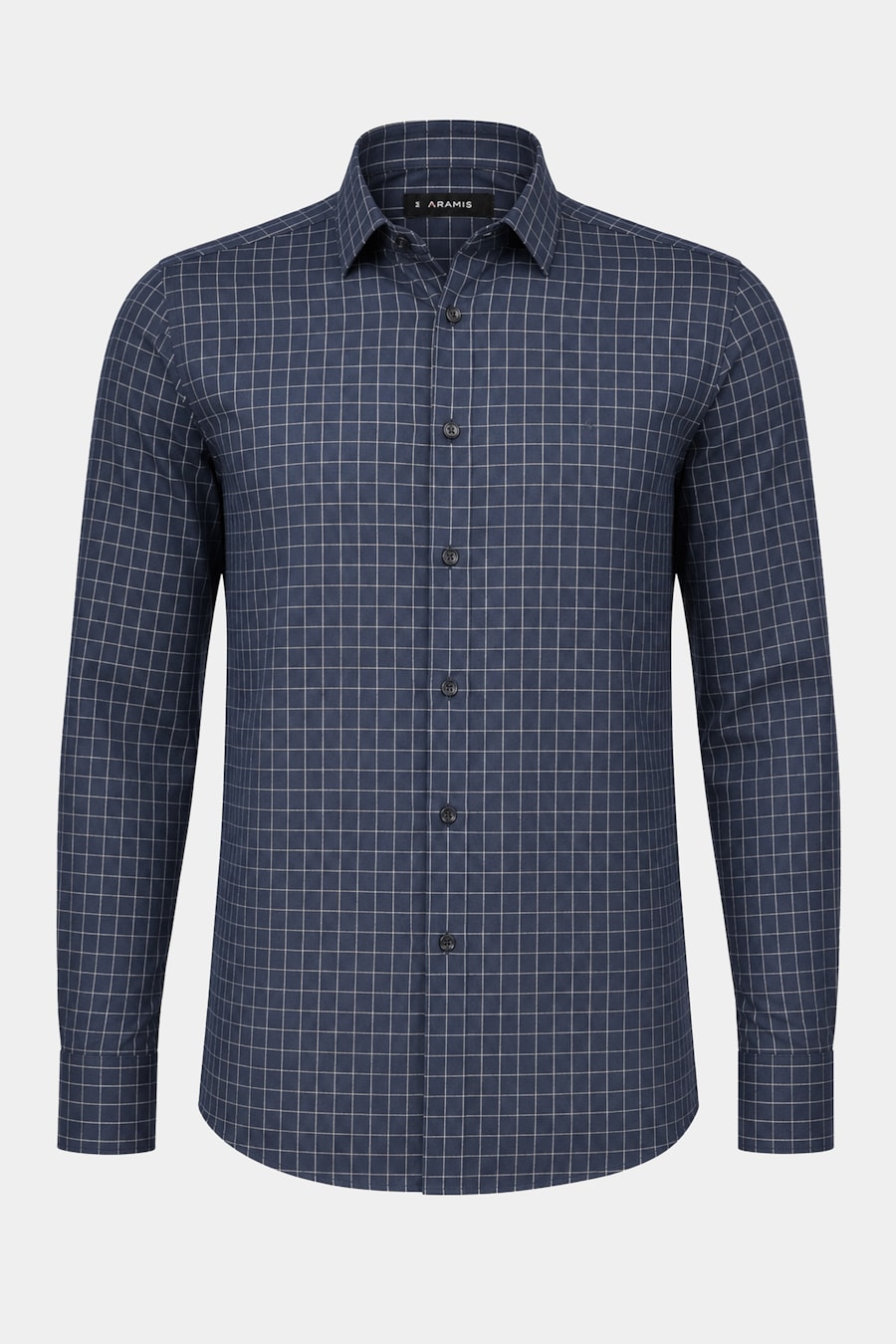 Camisa Manga Longa Regular Tricoline Xadrez Marinho C/Cinza — foto 5 de 6