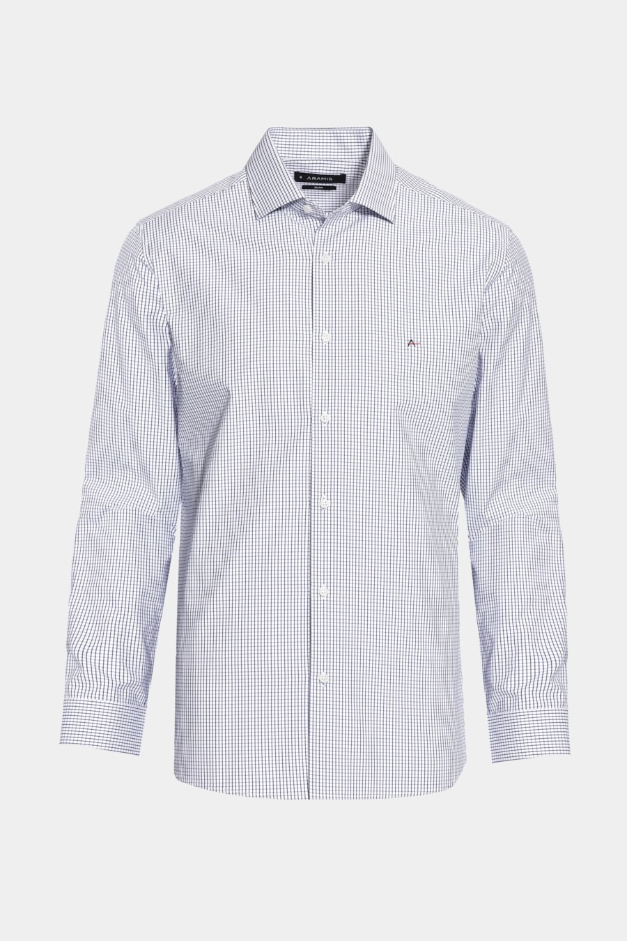 Camisa Manga Longa Regular Tricoline Xadrez Misto Branco C/Azul Escuro