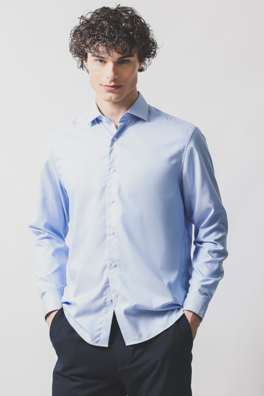 Camisa Manga Longa Regular Twill Wrinkle Free Azul — foto 1 de 6