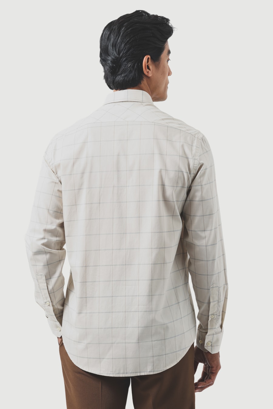 Camisa Manga Longa Regular Xadrez Areia C/ Caqui — foto 4 de 6