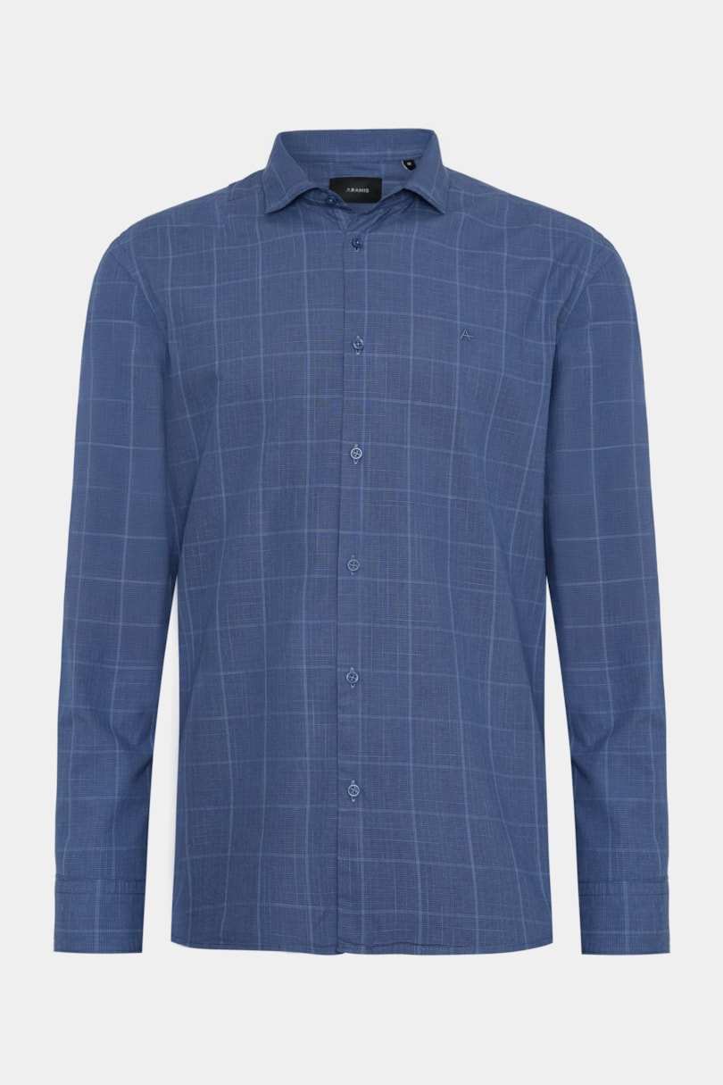 Camisa Manga Longa Regular Xadrez Flamê Azul C/ Marinho