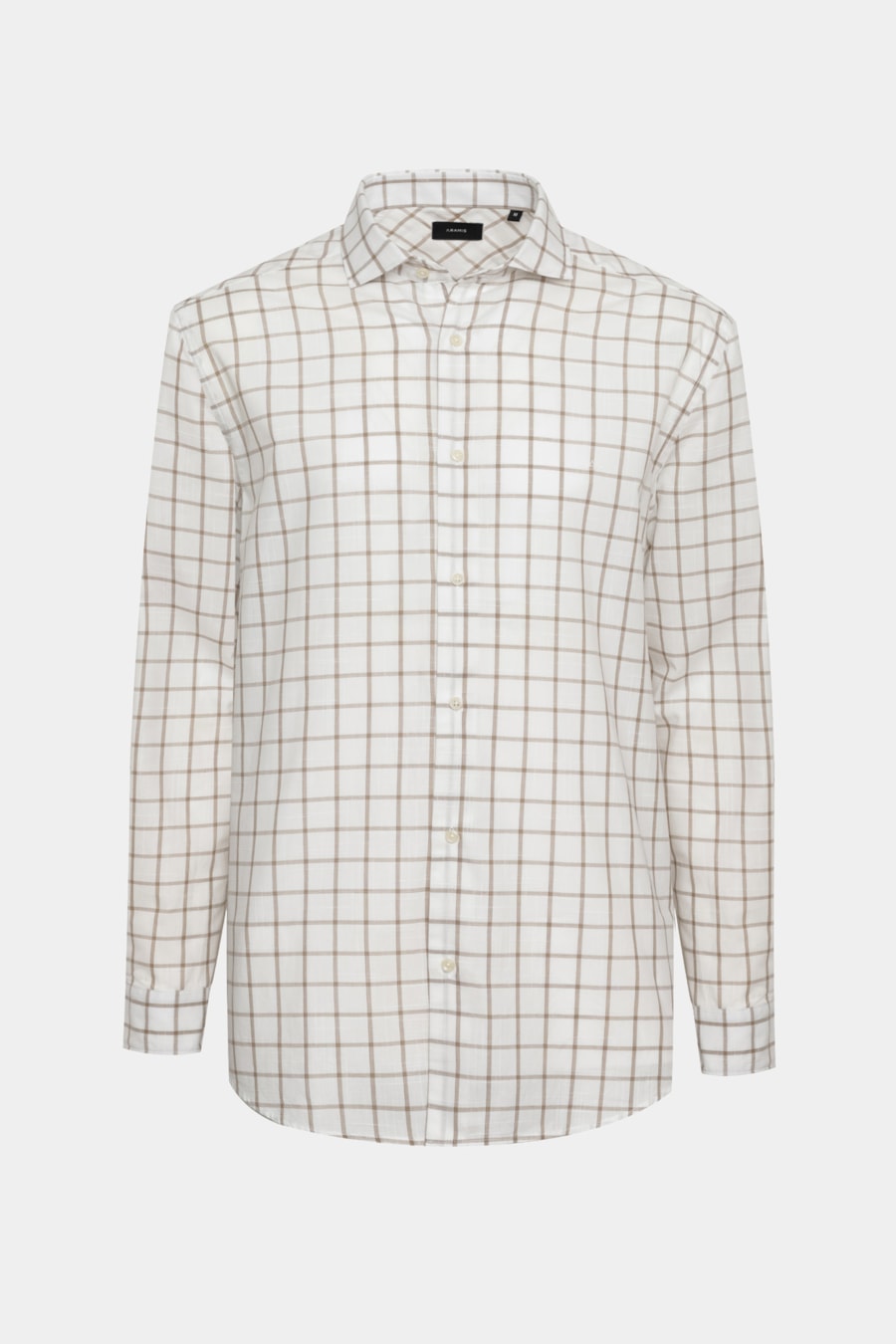 Camisa Manga Longa Regular Xadrez Flamê Branco C/Caqui — foto 5 de 6