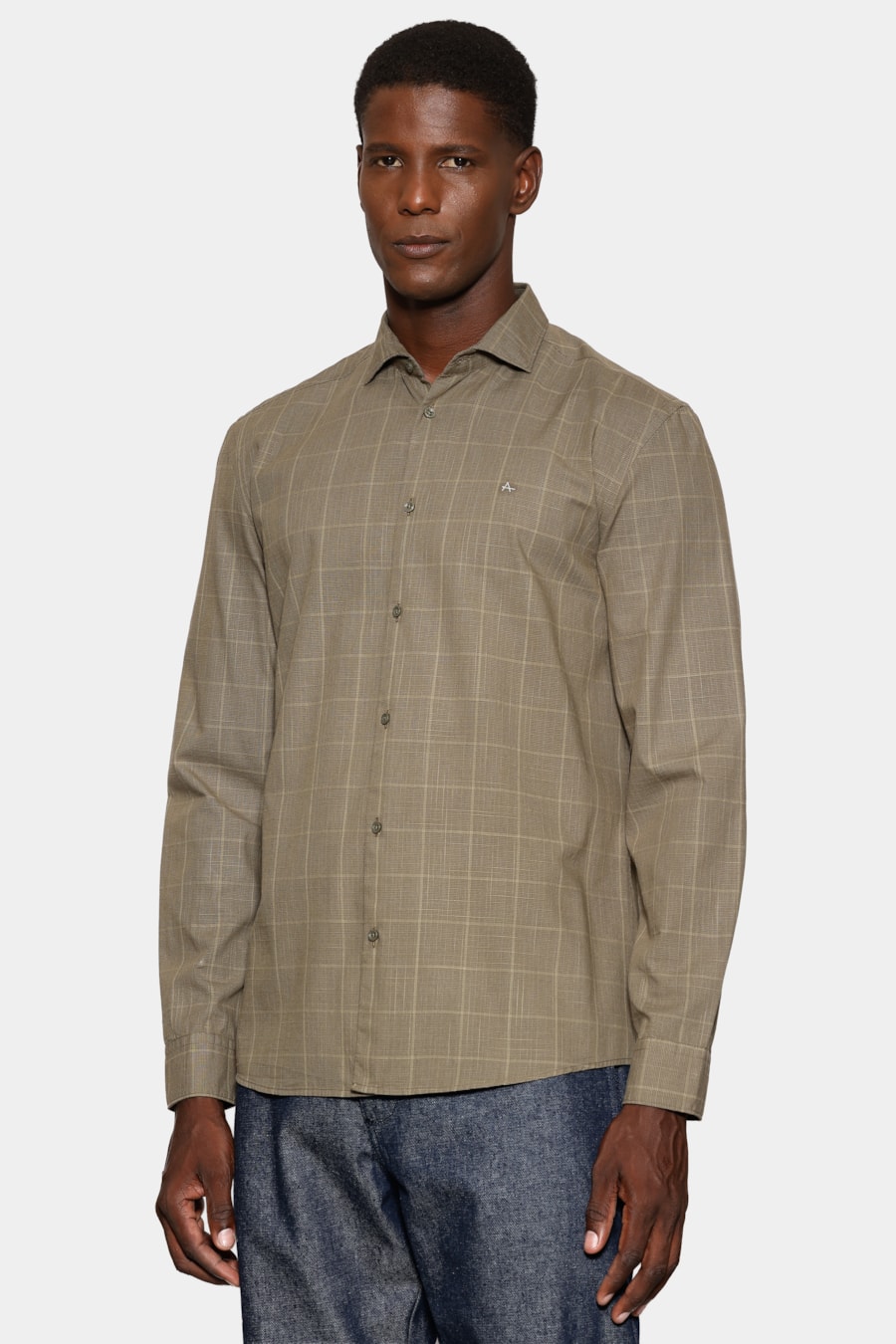 Camisa Manga Longa Regular Xadrez Flamê Verde Militar114 C/ Verde — foto 1 de 6