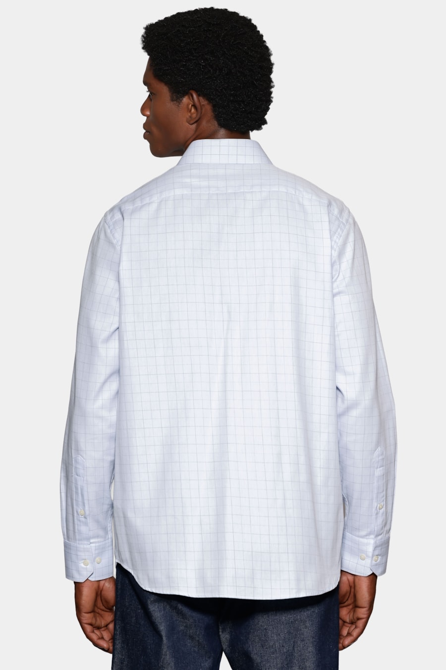 Camisa Manga Longa Regular Xadrez Linhas Azulclaro C/ Azul — foto 4 de 6