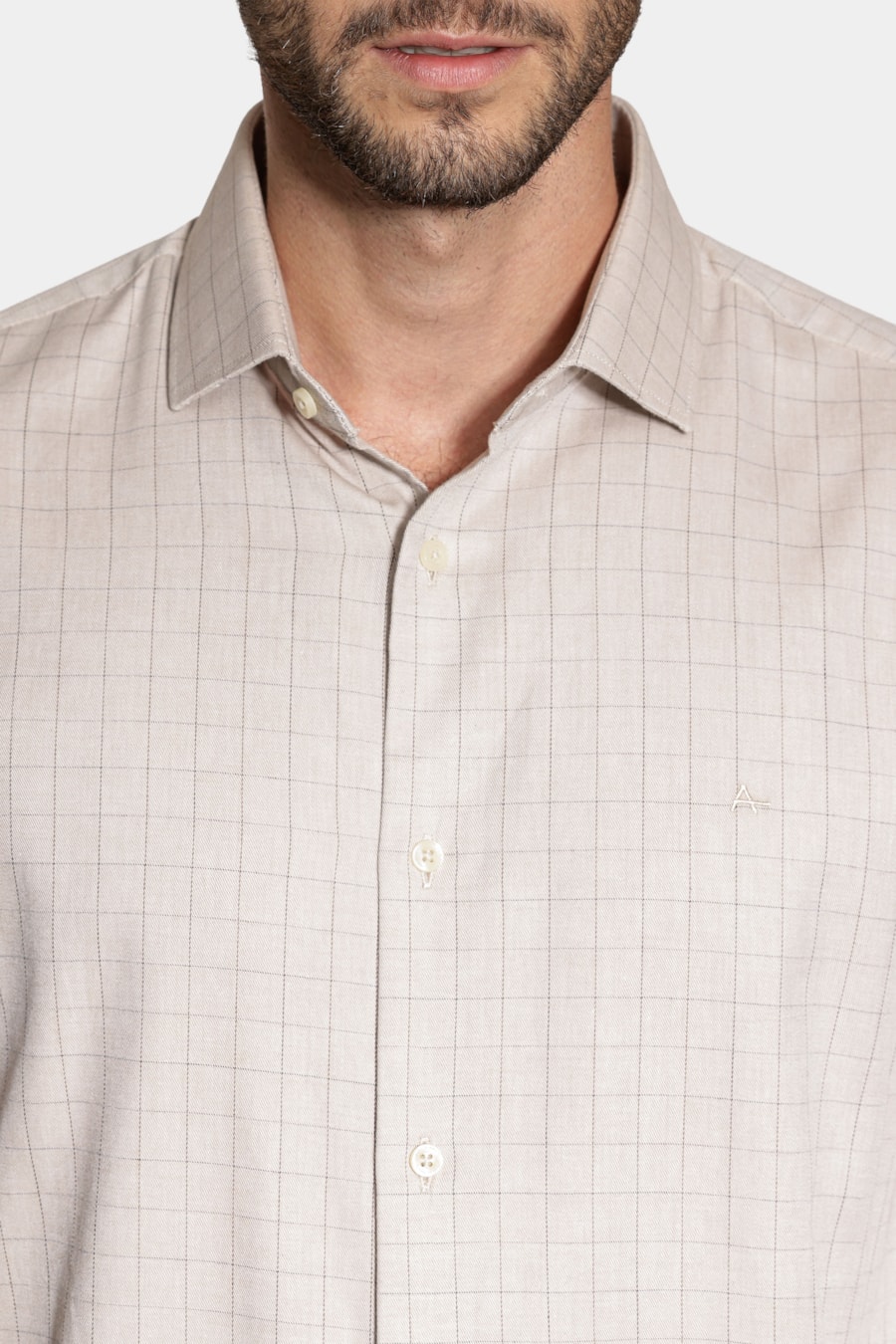 Camisa Manga Longa Regular Xadrez Linhas Caqui C/ Fendi — foto 3 de 6
