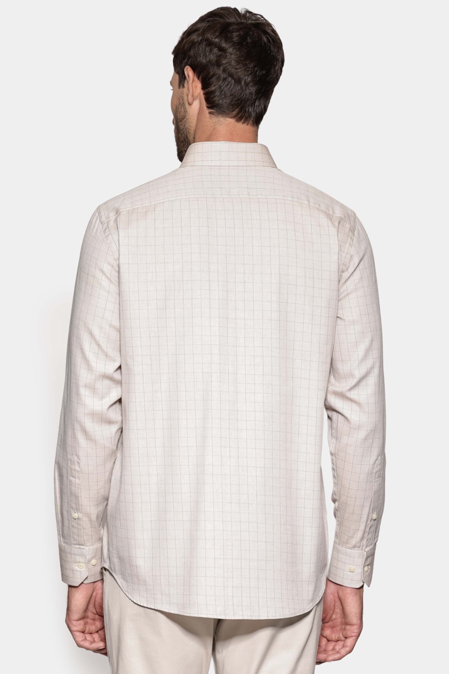 Camisa Manga Longa Regular Xadrez Linhas Caqui C/ Fendi — foto 4 de 6