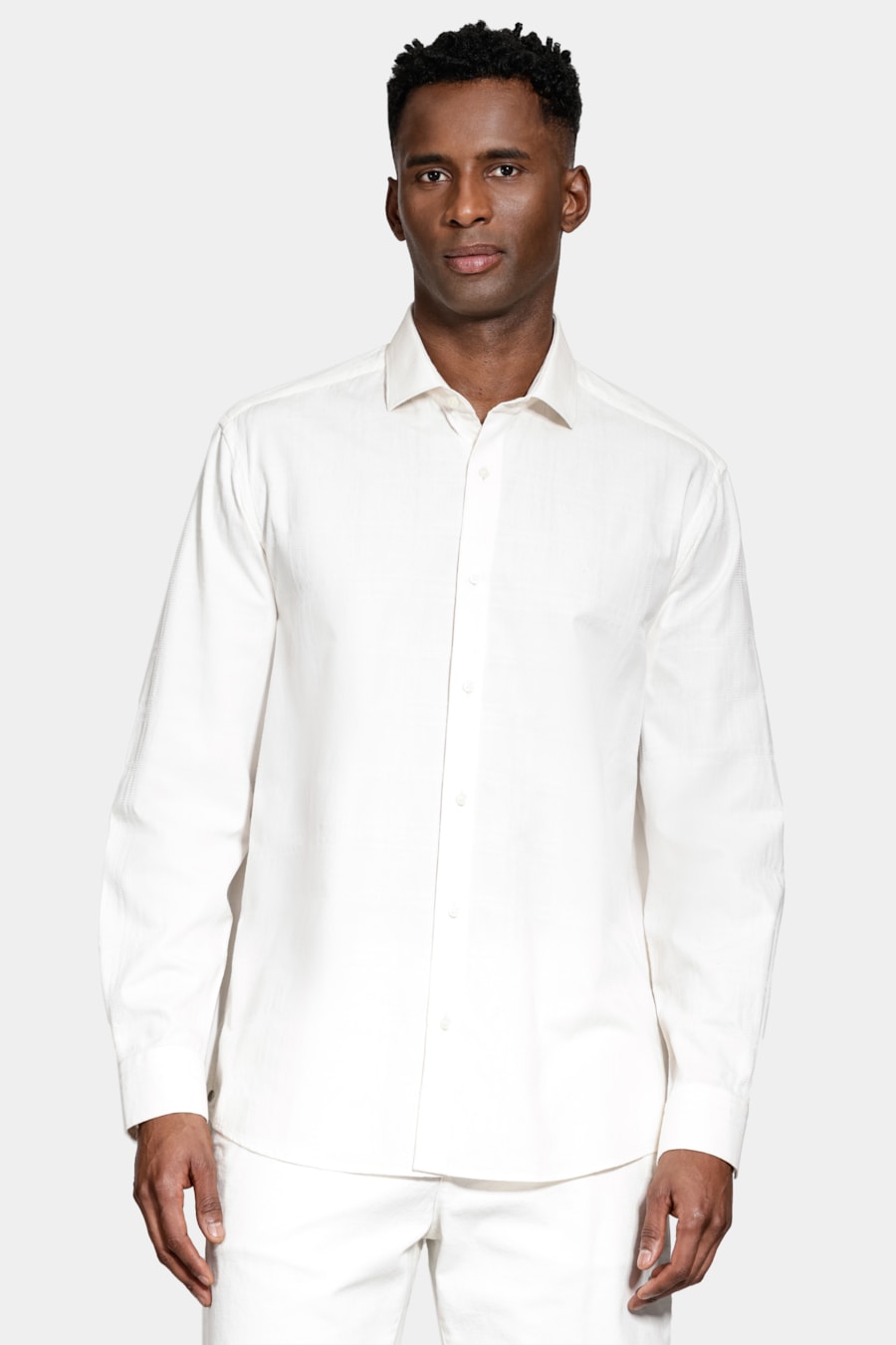 Camisa Manga Longa Regular Xadrez Maquineta Soft Off White — foto 1 de 6