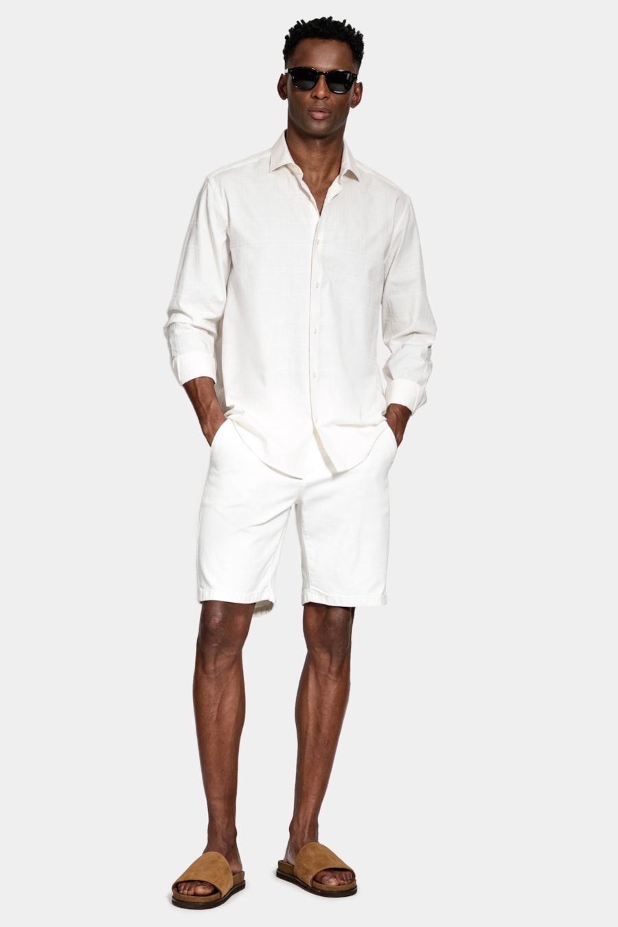 Camisa Manga Longa Regular Xadrez Maquineta Soft Off White — foto 2 de 6
