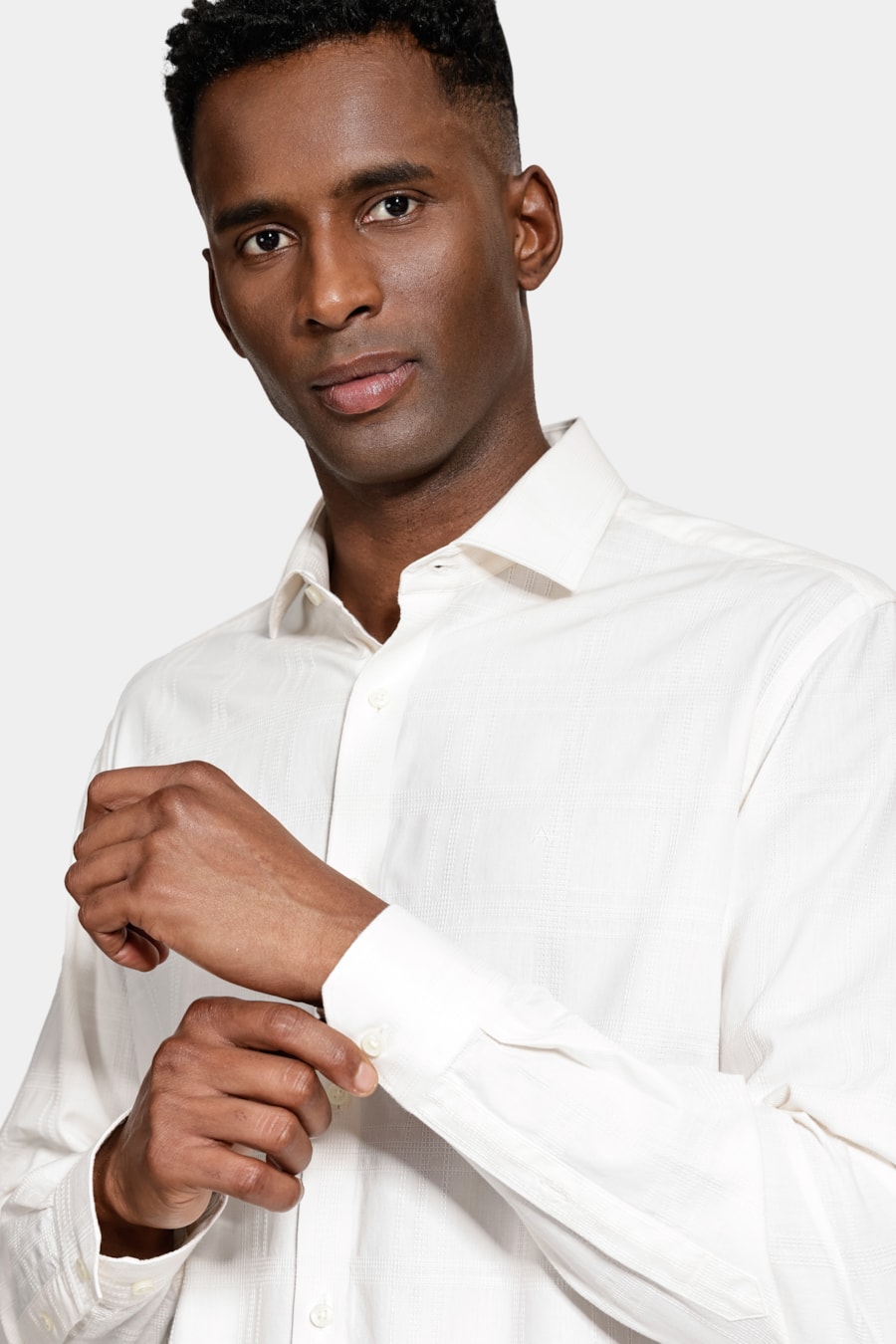 Camisa Manga Longa Regular Xadrez Maquineta Soft Off White — foto 3 de 6