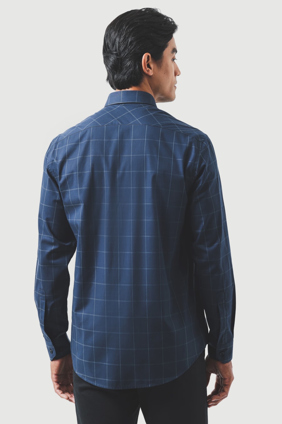 Camisa Manga Longa Regular Xadrez Marinho C/ Azul Médio — foto 4 de 6