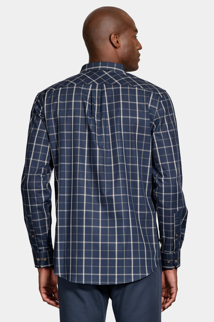 Camisa Manga Longa Regular Xadrez Marinho/Caqui — foto 4 de 6