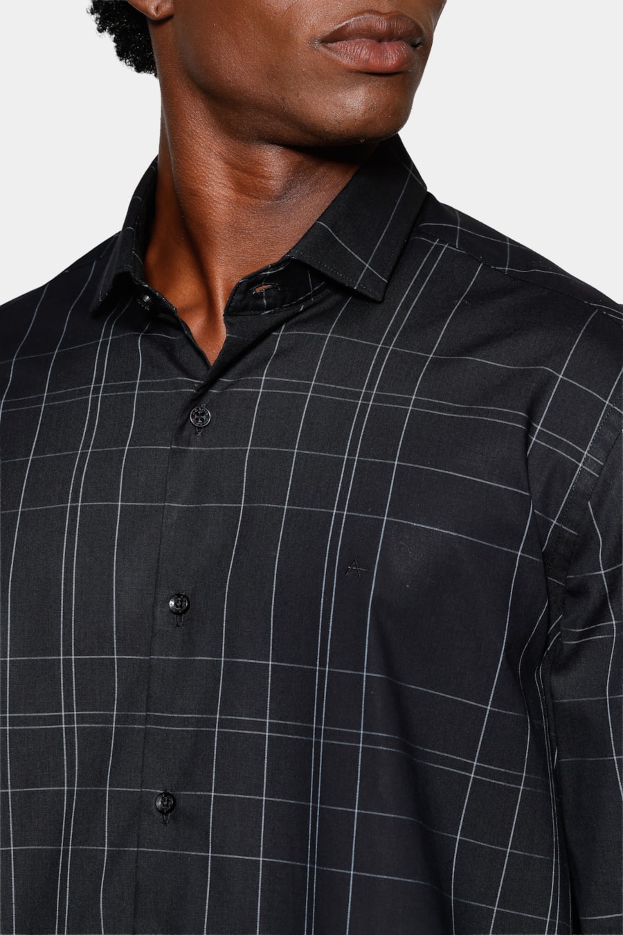 Camisa Manga Longa Regular Xadrez Maxi Outline Preto C/Cinza — foto 3 de 6