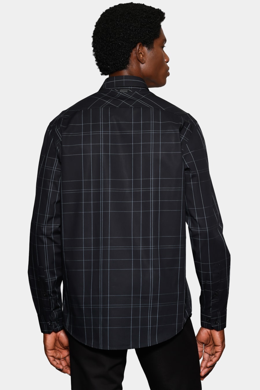 Camisa Manga Longa Regular Xadrez Maxi Outline Preto C/Cinza — foto 4 de 6