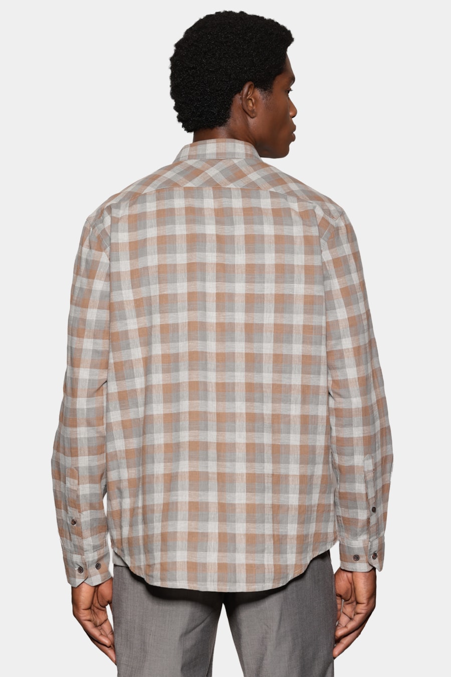 Camisa Manga Longa Regular Xadrez Melange Flamê Cinza C/ Caqui — foto 4 de 6
