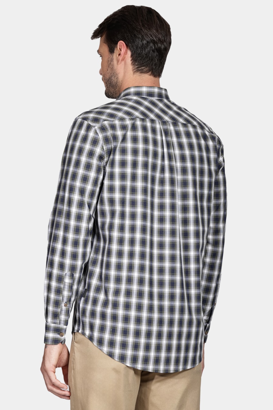 Camisa Manga Longa Regular Xadrez Mescla Azul Com Verde — foto 4 de 5