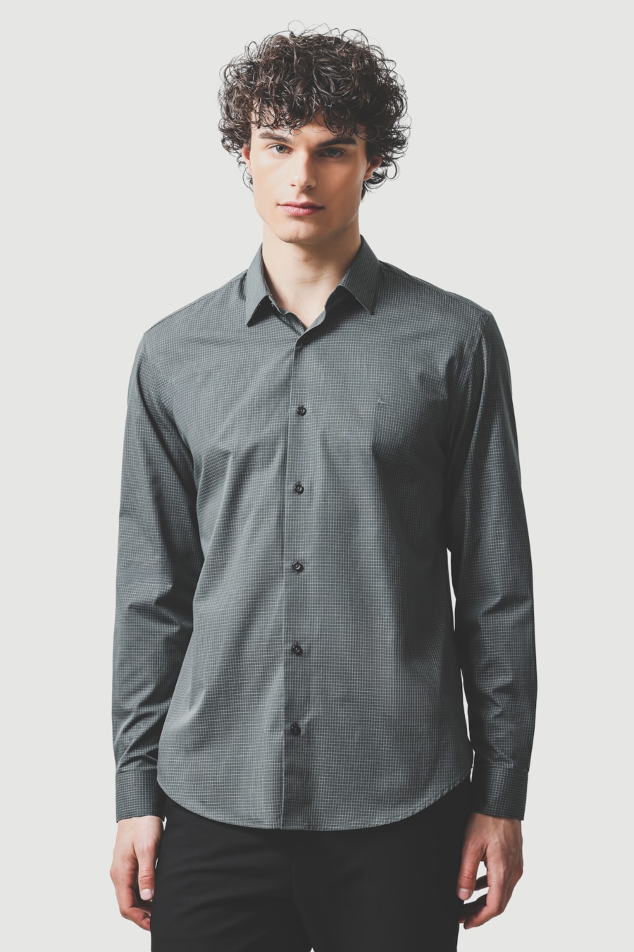 Camisa Manga Longa Regular Xadrez Milano Verde C/ Branco — foto 1 de 6