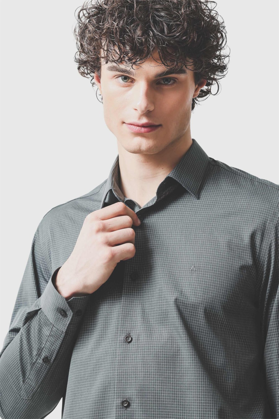 Camisa Manga Longa Regular Xadrez Milano Verde C/ Branco — foto 2 de 6
