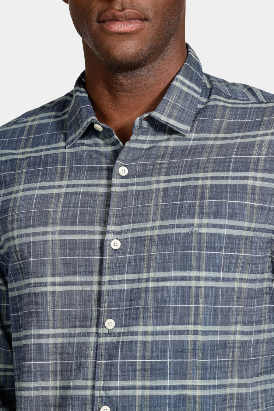 Camisa Manga Longa Regular Xadrez Rústica Marinho C/ Verde — foto 3 de 6