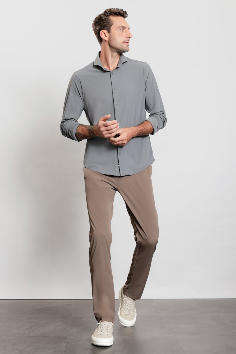 Camisa Manga Longa Rib Flex Cinza Escuro