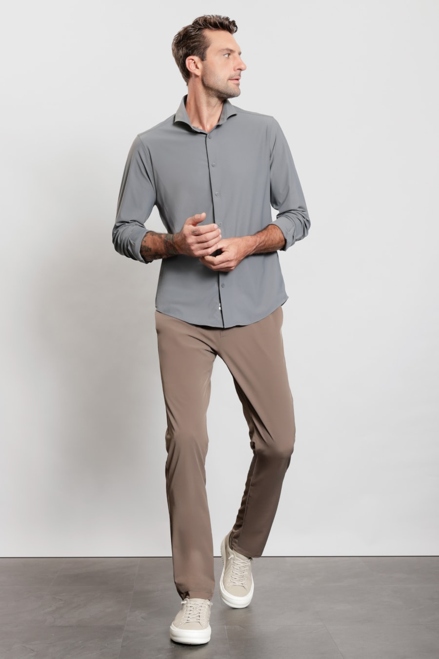 Camisa Manga Longa Rib Flex Cinza Escuro — foto 2 de 6