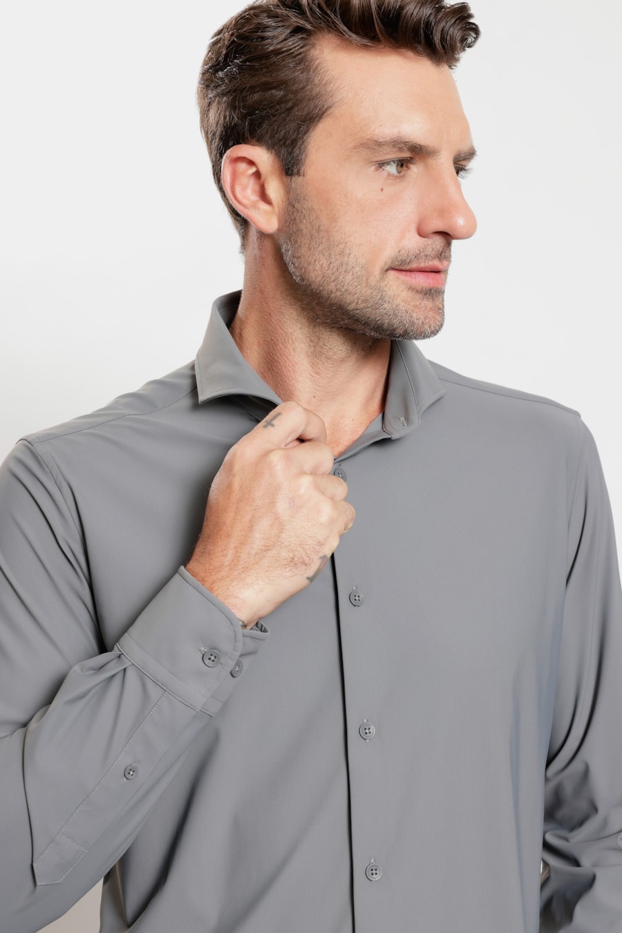 Camisa Manga Longa Rib Flex Cinza Escuro — foto 3 de 6