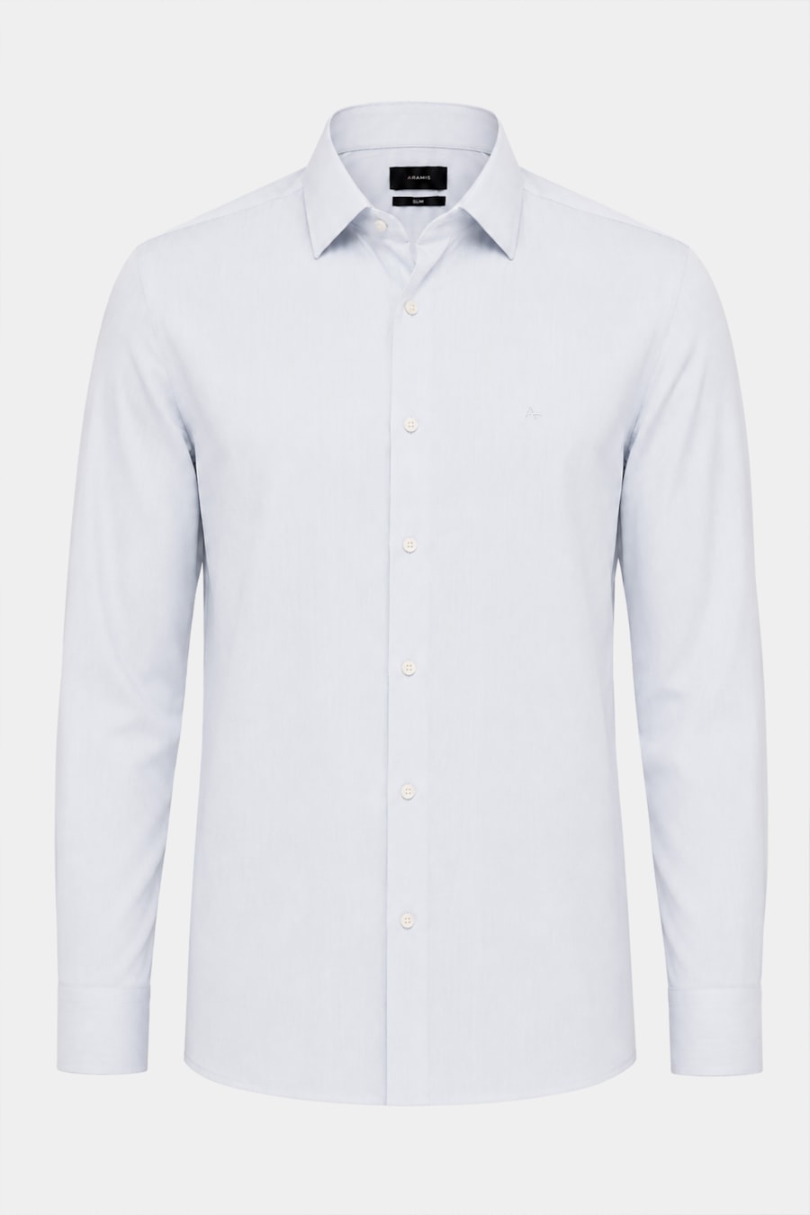 Camisa Manga Longa Slim Algodão 50 Listrada Branco C/Azul Claro — foto 5 de 6