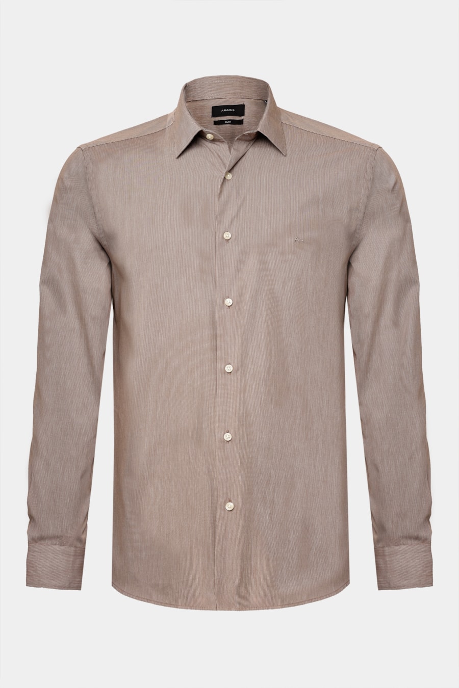 Camisa Manga Longa Slim Algodão 50 Listrada Castor C/ Branco — foto 5 de 6