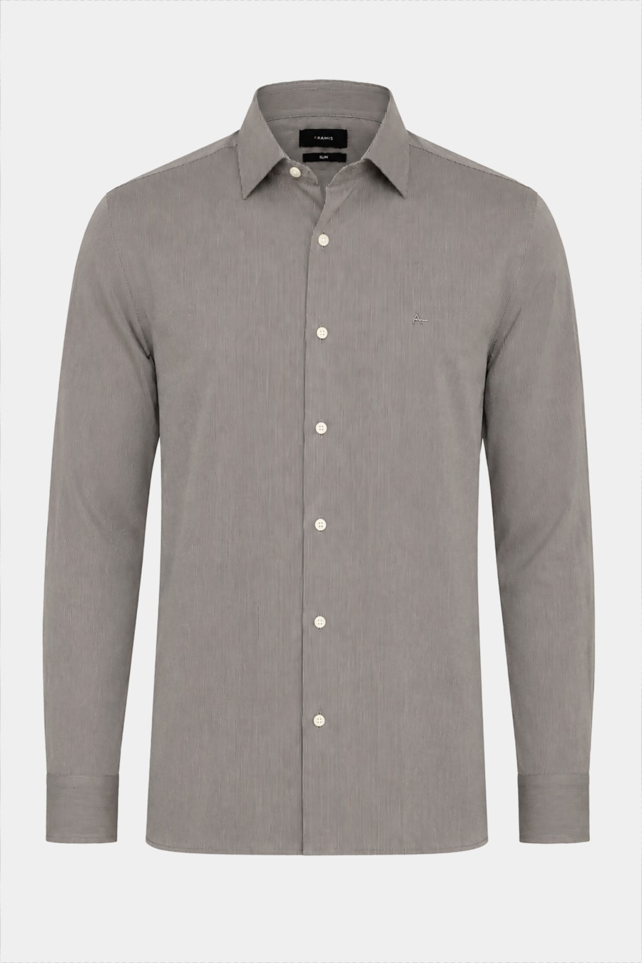 Camisa Manga Longa Slim Algodão 50 Listrada Verde Escuro C/ Branco — foto 5 de 6